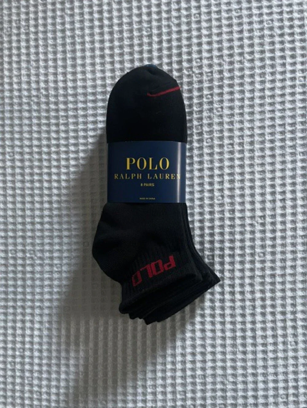Polo Ralph Lauren Men's 8-Pack Quarter Crew Athletic Socks Black
